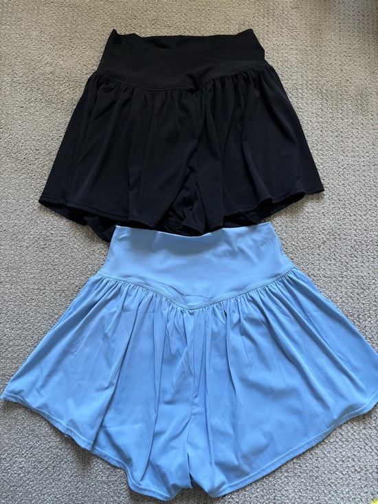 Pants - Pair of Flowy Butterfly Shorts in Black & Light Blue